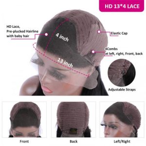 99J Straight/Body Wave 13X4 Burgundy Hd Lace Front Pre Plucked Colored Human Hair Wigs For Women - Image 11