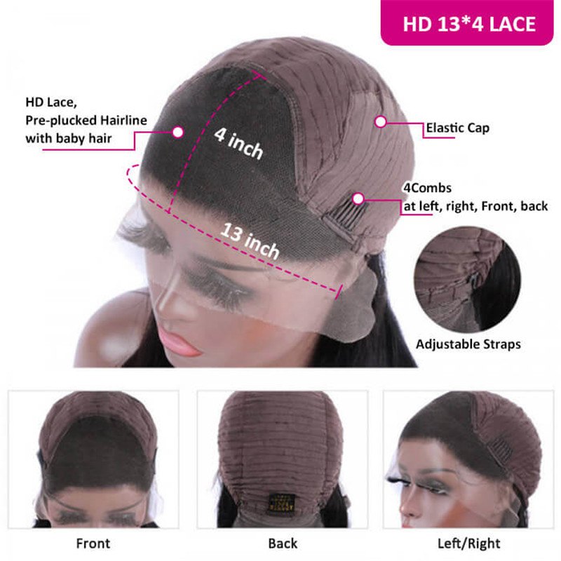 99J Straight/Body Wave 13X4 Burgundy Hd Lace Front Pre Plucked Colored Human Hair Wigs For Women - Image 11