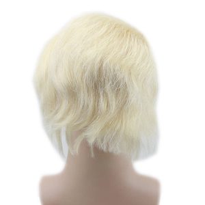 Color #613 French Lace Men Toupee For Men Bleached and tiny Knots Hair Replacement - Image 4
