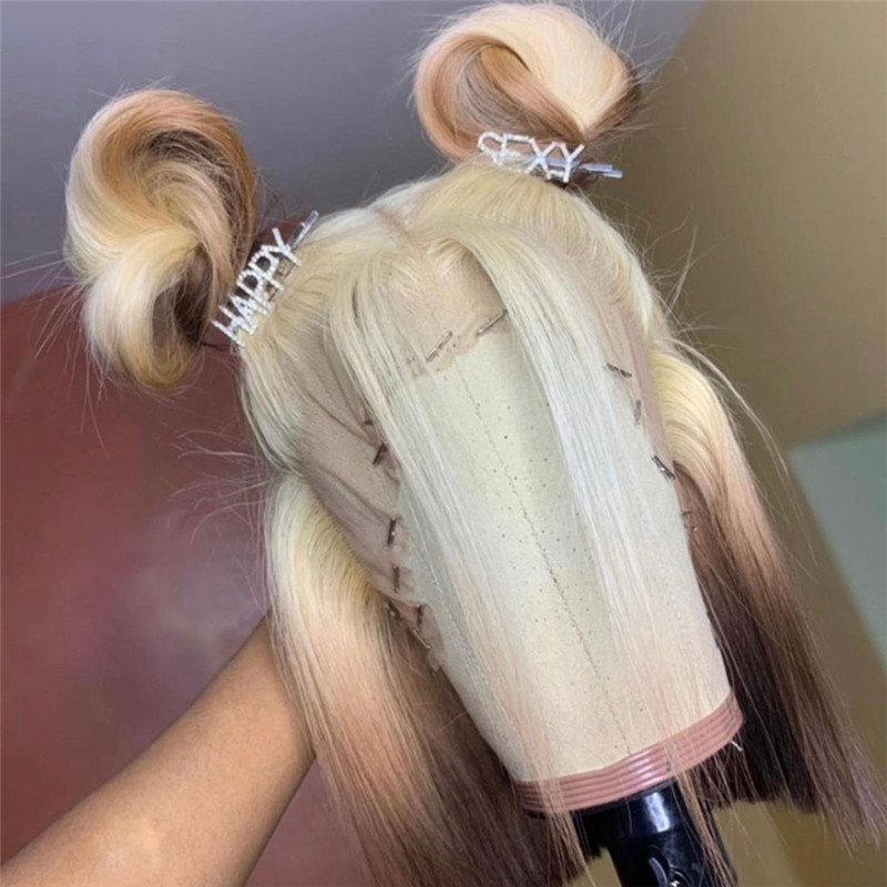 150% Blonde Bob Lace Front Wig Brazilian Remy Bob Ombre Colored Human Hair Wigs For Women 13x4 Bob Lace Front Wig