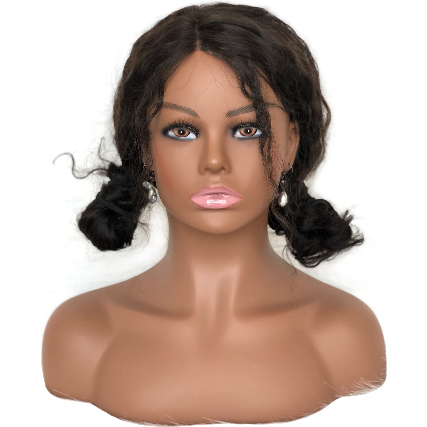 Realistic Female Mannequin Head with Shoulder Manikin PVC Head Bust Wig Head Stand with Makeup for Wigs Display Making,Styling,Sunglasses,Necklace Ear - Image 3
