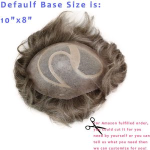 Pwigs Hair Replacement for Men Thin Skin Toupee Mono Lace Top Men's Hair Pieces Replacement System 1B Mixed 20%Grey Hair Men's Wig 10x8inch - Image 20