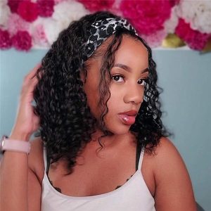 HeadBand Wig Curly Human Hair Wig None Lace Front Wigs for Black Women Deep Wave Machine Made Wigs Natural Color 150% Density - Image 8