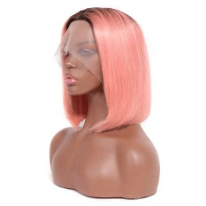 Pink Lace Front Wig Human Hair Pre Plucked Brazilian Ombre Pink Bob Wig 1B and Pink Lace Front Human Hair Wigs For Women Pink Wig - Image 2