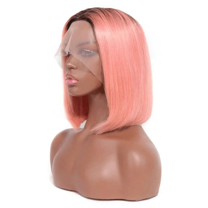 Pink Lace Front Wig Human Hair Pre Plucked Brazilian Ombre Pink Bob Wig 1B and Pink Lace Front Human Hair Wigs For Women Pink Wig - Image 2