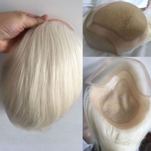 Human Hair Piece Wigs Toupee for Men Hair Replacement System Human Hair Toupee For Men Natural Lace Front with Skin 10x8 Straight 60# White Color - Image 18