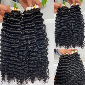 Brazilian Tape in Human Hair Extensions For Women Skin Weft Tape in Hair Deep Wave Curly 100% Human Hair Extensions 40pcs 100g - Image 2