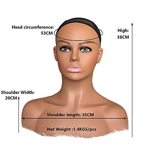 Realistic Female Mannequin Head with Shoulder Manikin PVC Head Bust Wig Head Stand with Makeup for Wigs Display Making,Styling,Sunglasses,Necklace Ear - Image 12