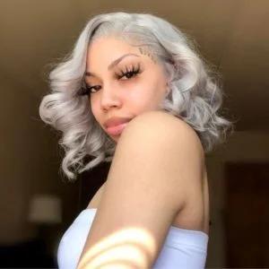 Alternative view of Bob Lace Wigs Grey Colored Human Hair Lace Front Wig  150% Density Bob Lace Wig Straight