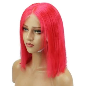 Light Red 13x6 Bob Lace Front Wig With Baby Hair Middle Deep Part Brazilian Remy Hair Wig Pre Plucked Natural Hair Line Hidden Knots