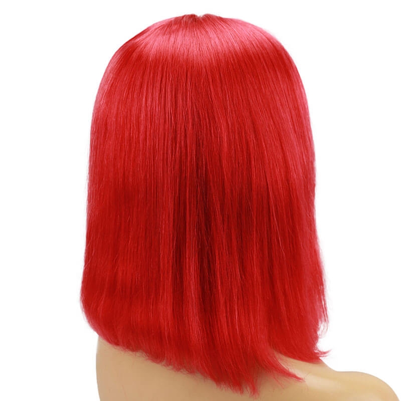 Red Bob Lace Front Wigs 13x6 Human Hair Short Brazilian Hair Wigs For Women Deep Part Middle Bleached Knots With Natural Hair Line - Image 3