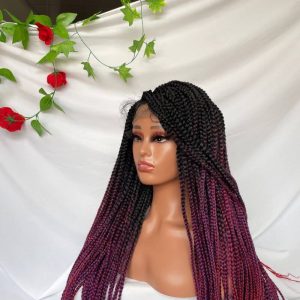 9x6 Lace Ombre Wigs 36 Inch double Lace Front Box Braided Wigs Knotless Lace Frontal Wig Synthetic Black Hand Braided Cornrow Braids Wigs With Baby Hair - Image 11