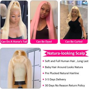 613 Blonde 13X6 Hd Lace Front Human Hair Wigs Pre Plucked Straight Human Hair Beauty Supply - Image 7