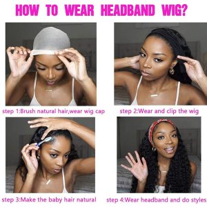 HeadBand Wig Curly Human Hair Wig None Lace Front Wigs for Black Women Deep Wave Machine Made Wigs Natural Color 150% Density - Image 5