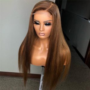 Straight #4 Brown Lace Front Human Hair Wigs For Women 150% Density Brazilian Remy Brown Wig Glueless Closure Wig Pre Plucked - Image 4