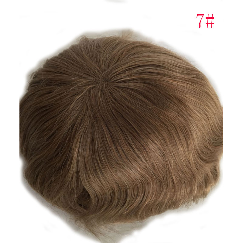 Toupee for men Hair pieces 100% European Virgin Human Hair Replacement System For Men 10"x8" Human Hair Toupee Men Hair Piece #18 Light Brown Color - Image 16
