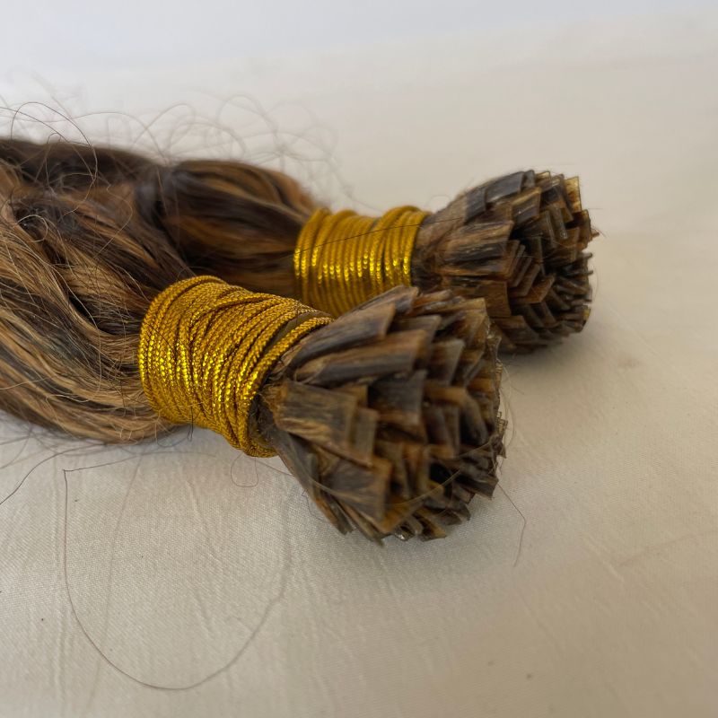 Flat K Tip Hair Extensions Real Human Cambodian Hair Highlight 4/27 Keratin Real Human Hair Flat Tip Keratin Hair Extensions Hot Fusion Flat Tip Extensions - Image 3