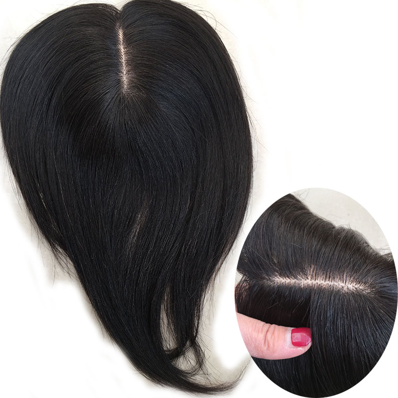 PWigs 13x15cm Hair Closure Silk Base Top Hair pieces Crown Topper Clip in Hair Toppers Top Hairpieces for Women Toupees Human Hair - Image 2