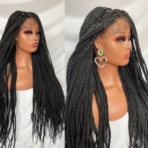 9x6 Lace Ombre Wigs 36 Inch double Lace Front Box Braided Wigs Knotless Lace Frontal Wig Synthetic Black Hand Braided Cornrow Braids Wigs With Baby Hair - Image 15