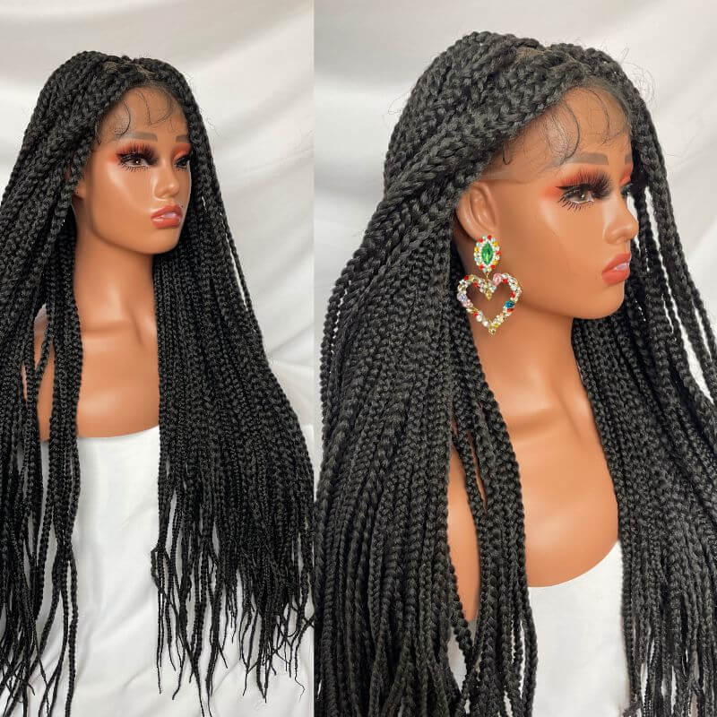 9x6 Lace Ombre Wigs 36 Inch double Lace Front Box Braided Wigs Knotless Lace Frontal Wig Synthetic Black Hand Braided Cornrow Braids Wigs With Baby Hair - Image 15