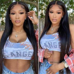 13*6 Hd Transparent Straight Lace Front Wig Human Hair Glueless Clear Wig For Sale - Image 5