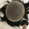 Swiss Full Lace Men's Toupee 1B Black Color 100%Remy Human Hair Toupee For Men 8*10Inch French Lace Mens Wigs Hair System Stock