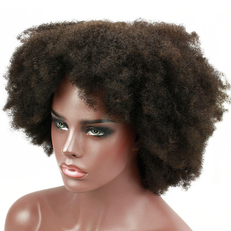 Afro Kinky Curly Brazilian Human Hair Lace Front Wig Pre Plucked Bleached Knots - Image 6