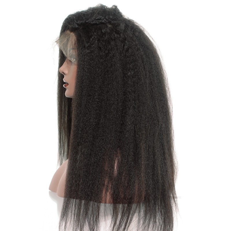 Lace Front Wigs For Black Hair Natural Color Peruvian Human Hair Kinky Straight Bleached Knots Pre Plucked Natural Hair Line With Baby Hair - Image 2