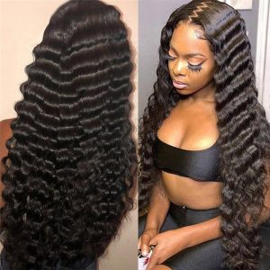 13x4 Loose Deep Wave Frontal Wig Peruvian Remy 130% 150% 180% Lace Front Human Hair Wigs For Black Women Bleached Knots - Image 2