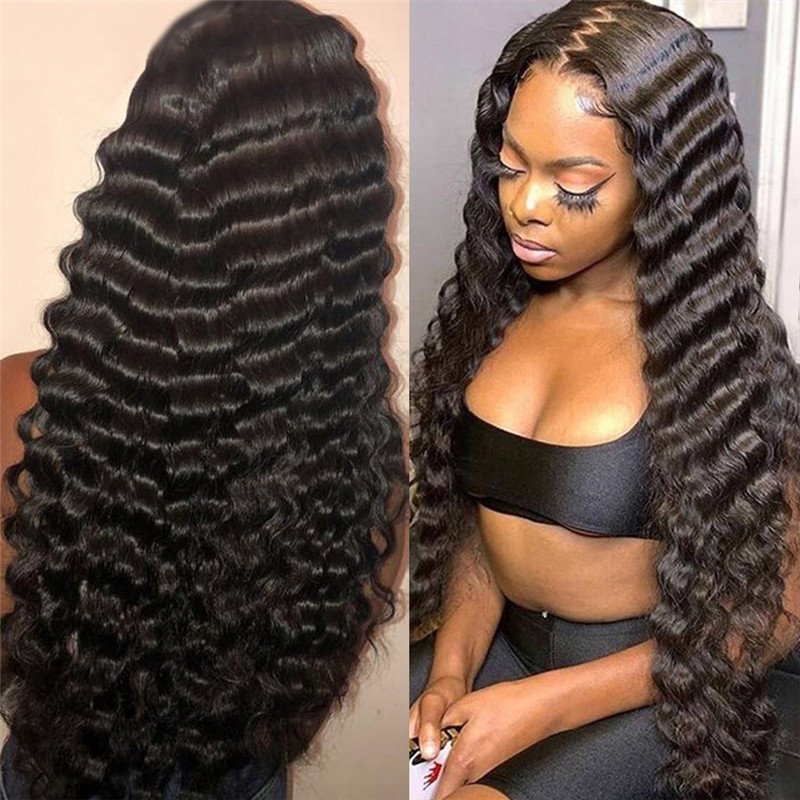 13x4 Loose Deep Wave Frontal Wig Peruvian Remy 130% 150% 180% Lace Front Human Hair Wigs For Black Women Bleached Knots - Image 2