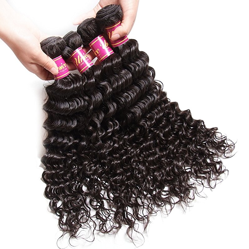 Brazilian Deep Wave Remy Hair 4x4 Lace Closure with Bundles, Unprocessed Human Hair Extensions Natural Color - Image 2