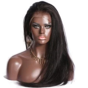 Brazilian Full Lace Wig Yaki Straight Brazillian Hair Human Hair 360 Circular Lace Wigs Bleached Knots - Image 2