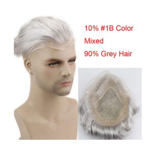 Men's Toupee 10×8 inch 1B Mix 80% Grey Hair Thin Skin Hairpiece Hair Replacement System Monofilament Net Base for Men - Image 19