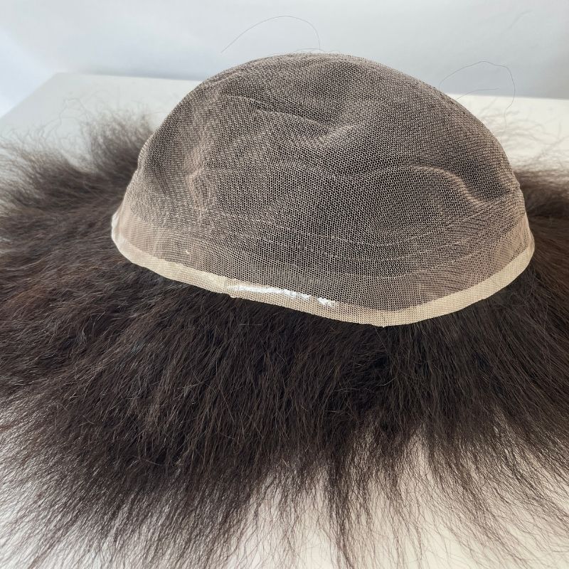 Pwigs Toupee for Men Full French Full Lace Cap Base European Human Hair Men Toupee Natural Hairline Hair System 1B Hair Men Wigs - Image 6