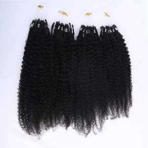 Kinky Curly Bead Loop Human Hair Extensions Brazilian Virgin Hair Weave I Tip Micro Ring Extensions - Image 4