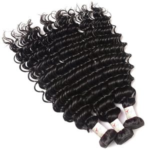 Remy Hair 3 Bundles with Lace Frontal Human Hair Bundles with 13x4 Unprocessed Deep Curly Remy Hair Extensions - Image 4