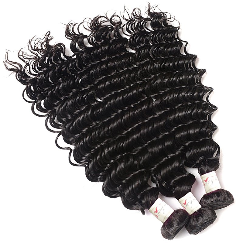 Remy Hair 3 Bundles with Lace Frontal Human Hair Bundles with 13x4 Unprocessed Deep Curly Remy Hair Extensions - Image 4