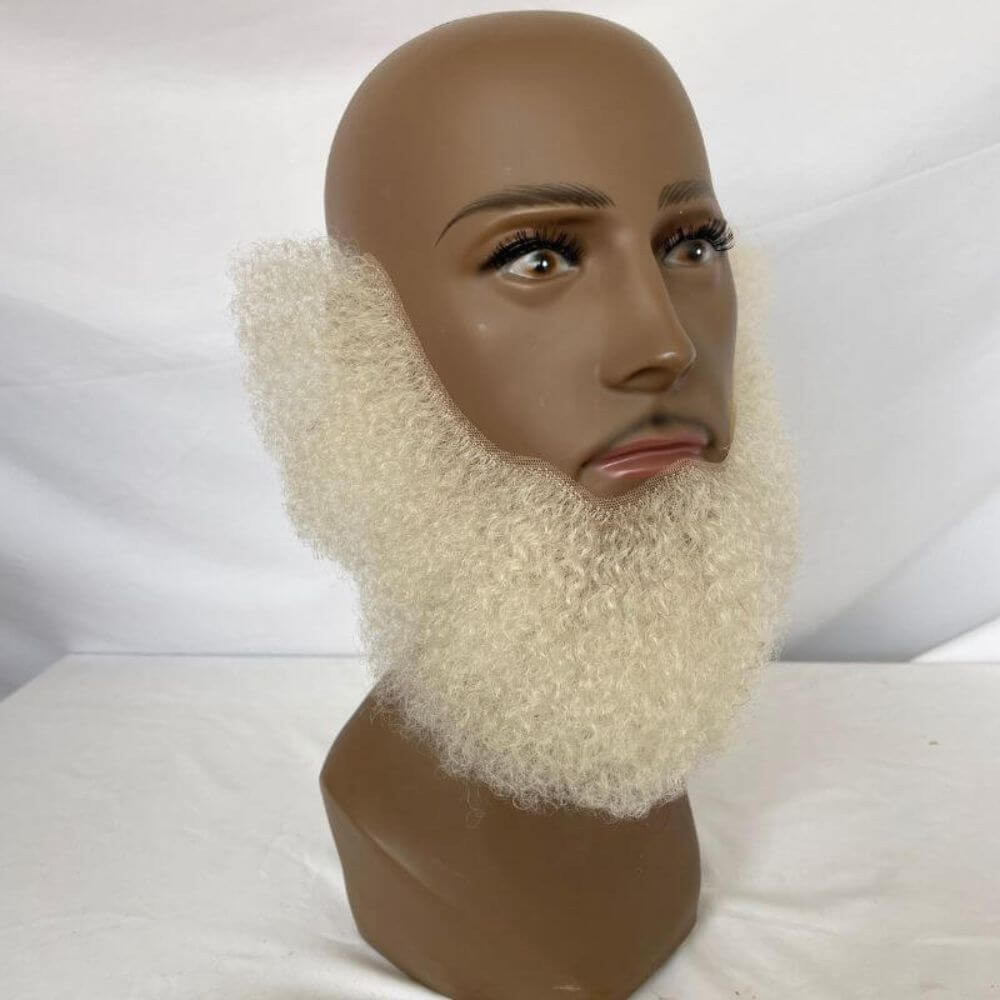 Pwigs Human Hair Lace Afro Curl Face Beard Mustache For American Black Men Realistic Makeup Lace Base Replacement System - Image 19