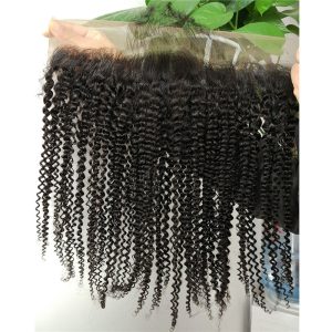 13x4 Lace Frontal Closure Kinky Curly Full Lace Front Closure Free Part Unprocessed Malaysia Human Hair Extension Ear to Ear Lace Closures Natural Color (10 inch) - Image 5