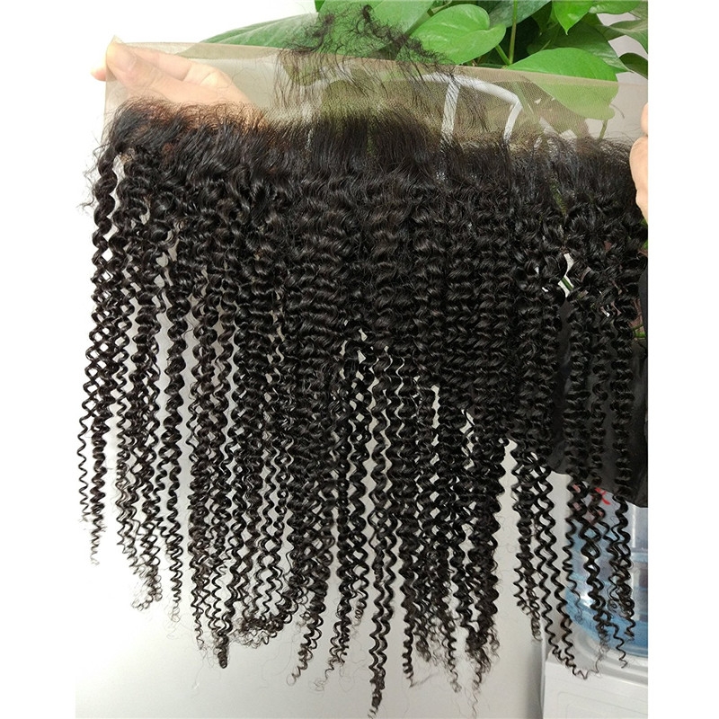 13x4 Lace Frontal Closure Kinky Curly Full Lace Front Closure Free Part Unprocessed Malaysia Human Hair Extension Ear to Ear Lace Closures Natural Color (10 inch) - Image 5