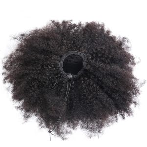 Afro Kinky Curly Ponytail For Women Natural Black Remy Hair 1 Piece Clip In Ponytails Human Hair Products - Image 6