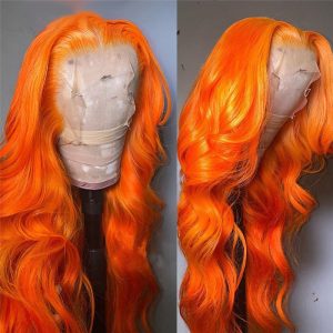 Alternative view of Deep Wave Orange Ombre Human Hair Wigs For Women Brazilian Remy Colored Wigs Pre Plucked Glueless 150%