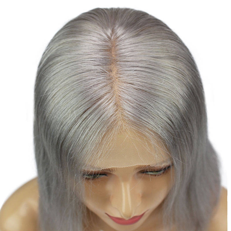 Deep Middle Part Bob Lace Front Wigs Grey 13x6 Human Hair Wigs For Women Natural Baby Hair Pre-Plucked Natura Hair Line - Image 5