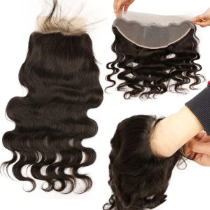 Human Hair Lace Frontal Transparent Lace Frontal Closures With Natural Baby Hair Brazilian Body Wave Remy Hair 13x4 Closure