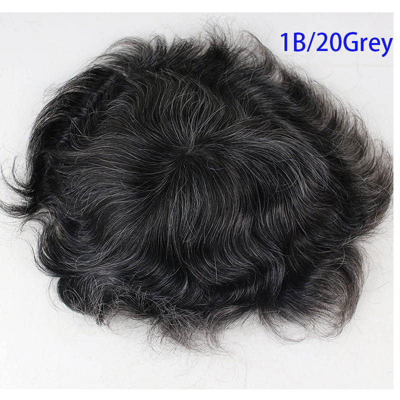 European Virgin Human Hair Toupee for Men 10x8inch Mono Lace with PU Around Slight Wavy Men's Hairpiece Replacement System 3# Color - Image 24