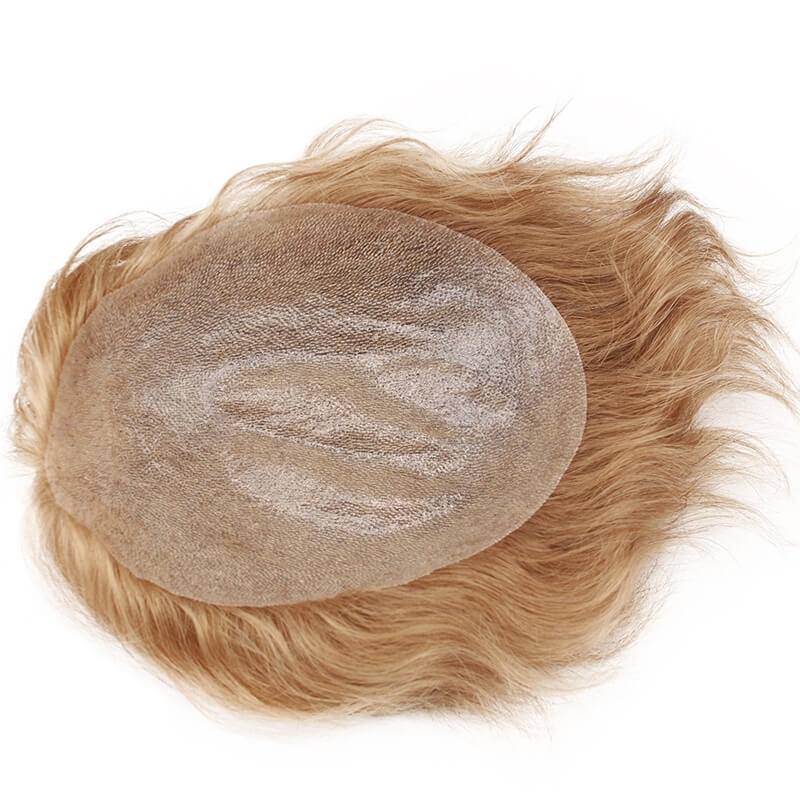European Virgin human Hairpiece for Men’s Toupee Ultra Transparent Thin Skin PU Replacement Hair Pieces 10”x8” Base Size #21 Color - Image 3