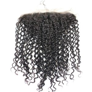 Alternative view of 13x6 Lace Frontal Closure Deep Wave Ear to Ear Free Part 130% Density Peruvian Human Hair Full Lace Closure Bleached Knots with Baby Hair Natur