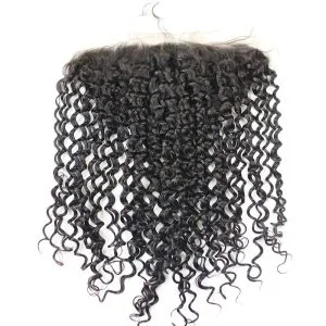 Alternative view of 13x6 Lace Frontal Closure Deep Wave Ear to Ear Free Part 130% Density Peruvian Human Hair Full Lace Closure Bleached Knots with Baby Hair Natur