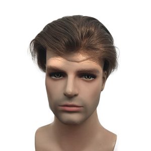 Men's Toupee 10x8 Human Hair 7# Brown Mens Toupee Thin Skin Around with Mono Lace with PU - Image 7