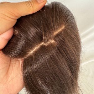 Alternative view of Brown 7x13cm Silk Base Human Hair Topper With Clips In Silk Top 100%  Cambodian Human  HairToupee for Women Hairpiece